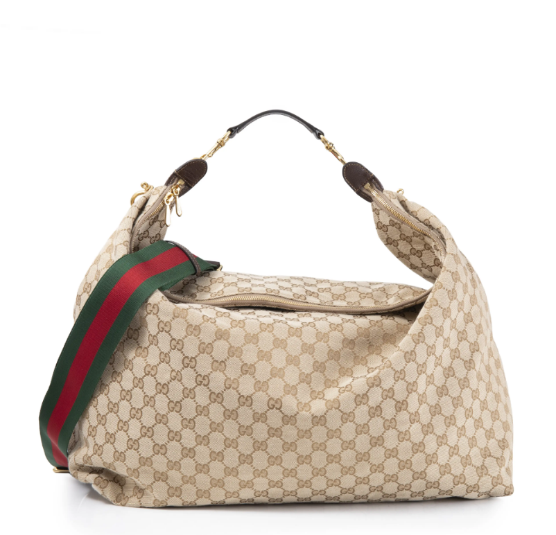 Gucci Brera bag, Gucci Brera large, pre-loved Gucci bag UK, Gucci GG canvas hobo, Gucci Web strap bag, second hand Gucci handbag, large Gucci shoulder bag, preowned designer handbag UK