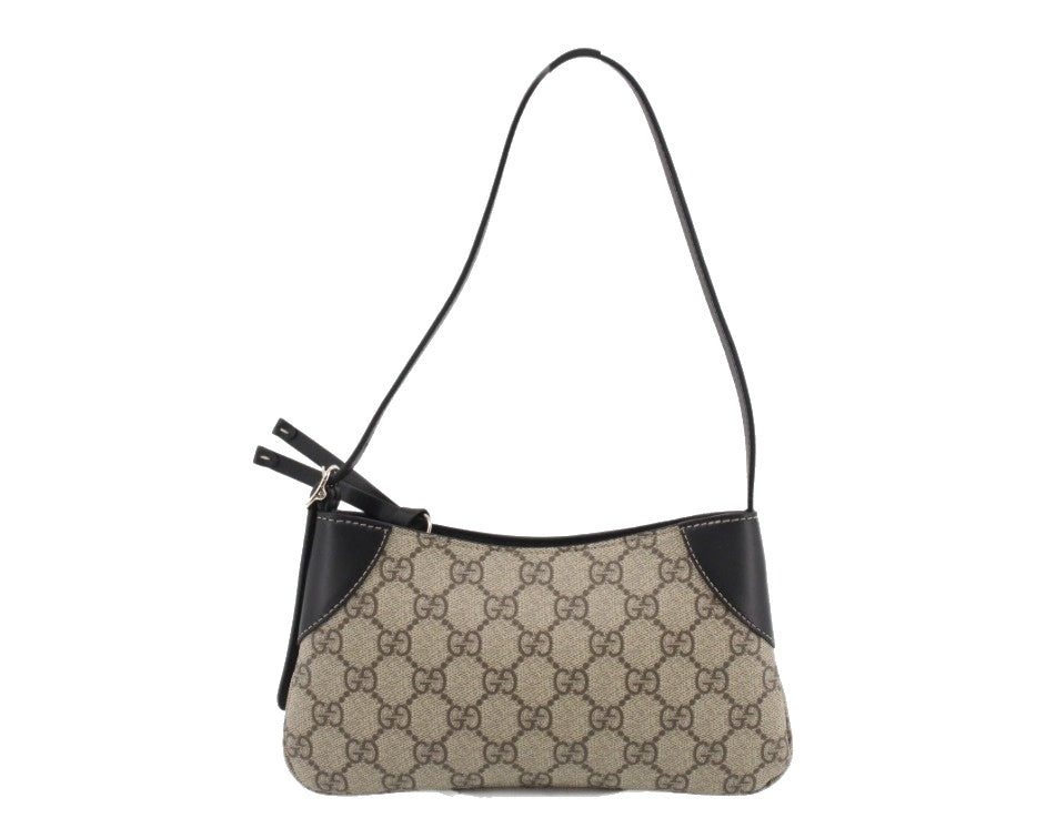 Pre-Loved Gucci GG Supreme pochette Shoulder Bag with Black Leather Trim