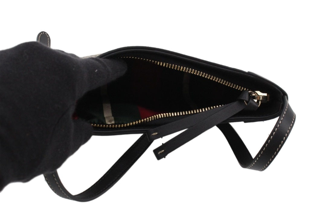 Pre-Loved Gucci GG Supreme pochette Shoulder Bag with Black Leather Trim