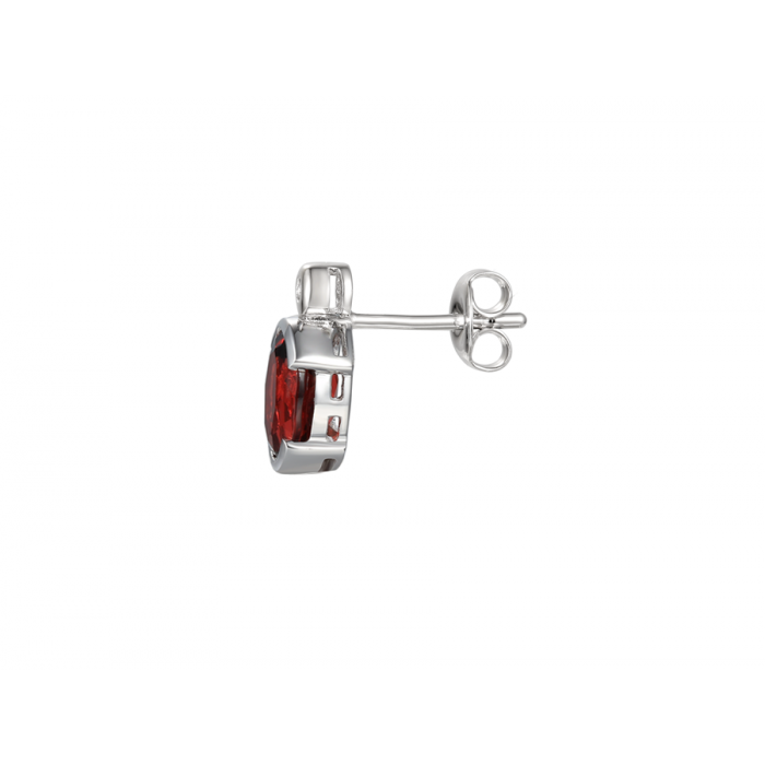 SILVER AND GARNET STUD EARRINGS
