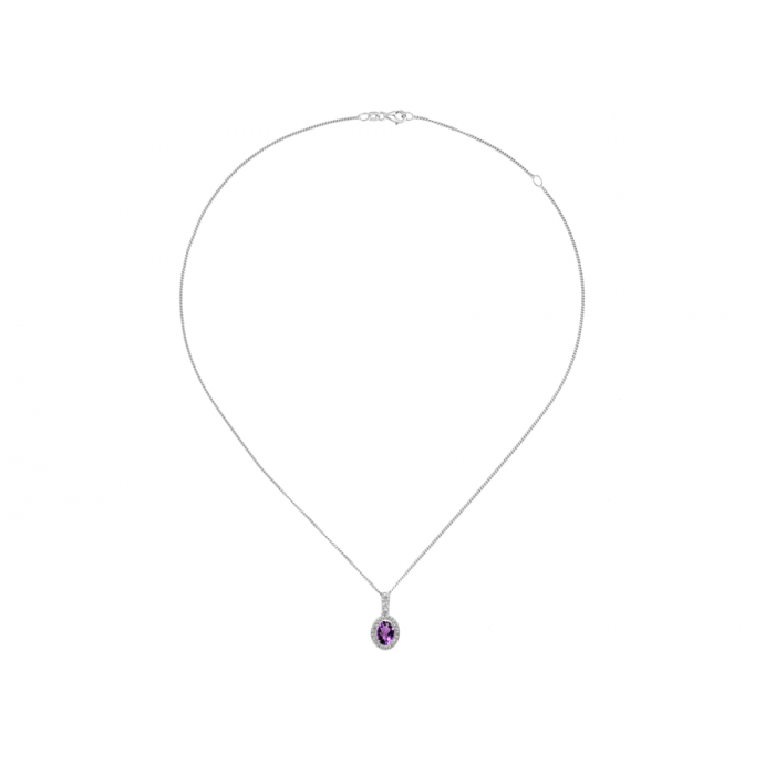 SILVER AMETHYST AND CZ CLUSTER PENDANT