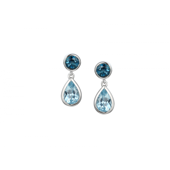 SILVER LONDON BLUE TOPAZ PEAR DROP EARRINGS