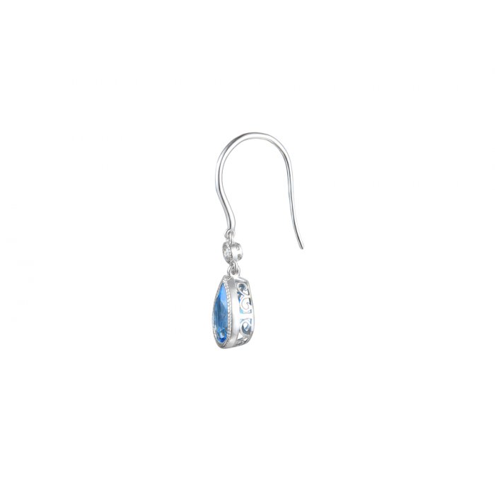 SILVER BLUE TOPAZ DROP HOOK EARRINGS