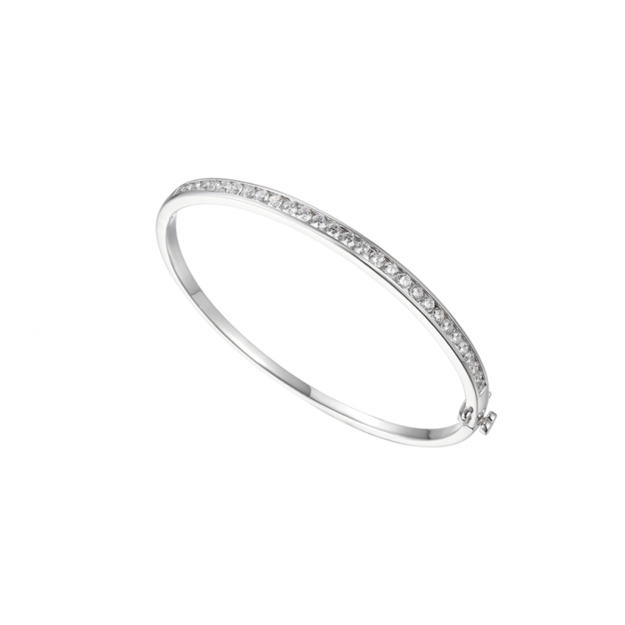 SILVER SINGLE ROW CHANNEL SET CZ BANGLE