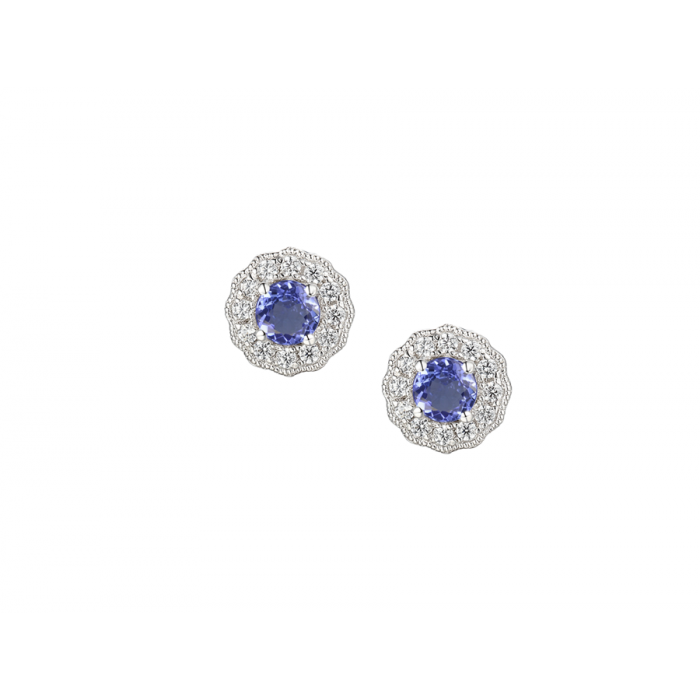 SILVER TANZANITE CLUSTER STUD EARRINGS