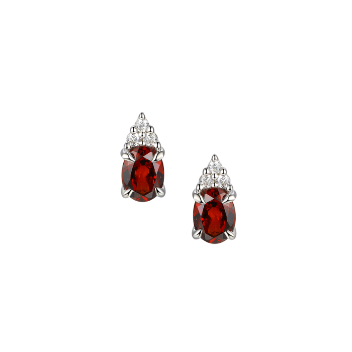 GARNET AND CZ SILVER EARRINGS