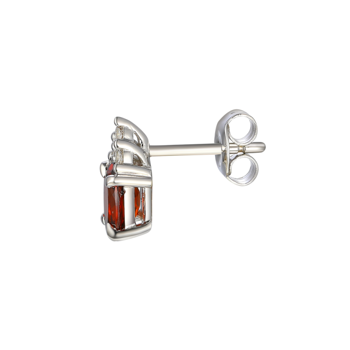 GARNET AND CZ SILVER EARRINGS