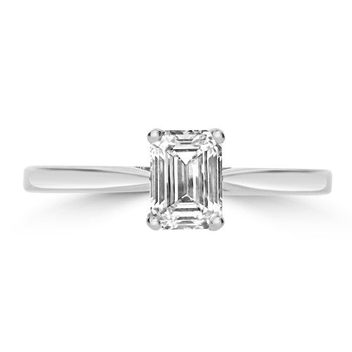 EMERALD CUT DIAMOND SOLITAIRE  ENGAGEMENT RING