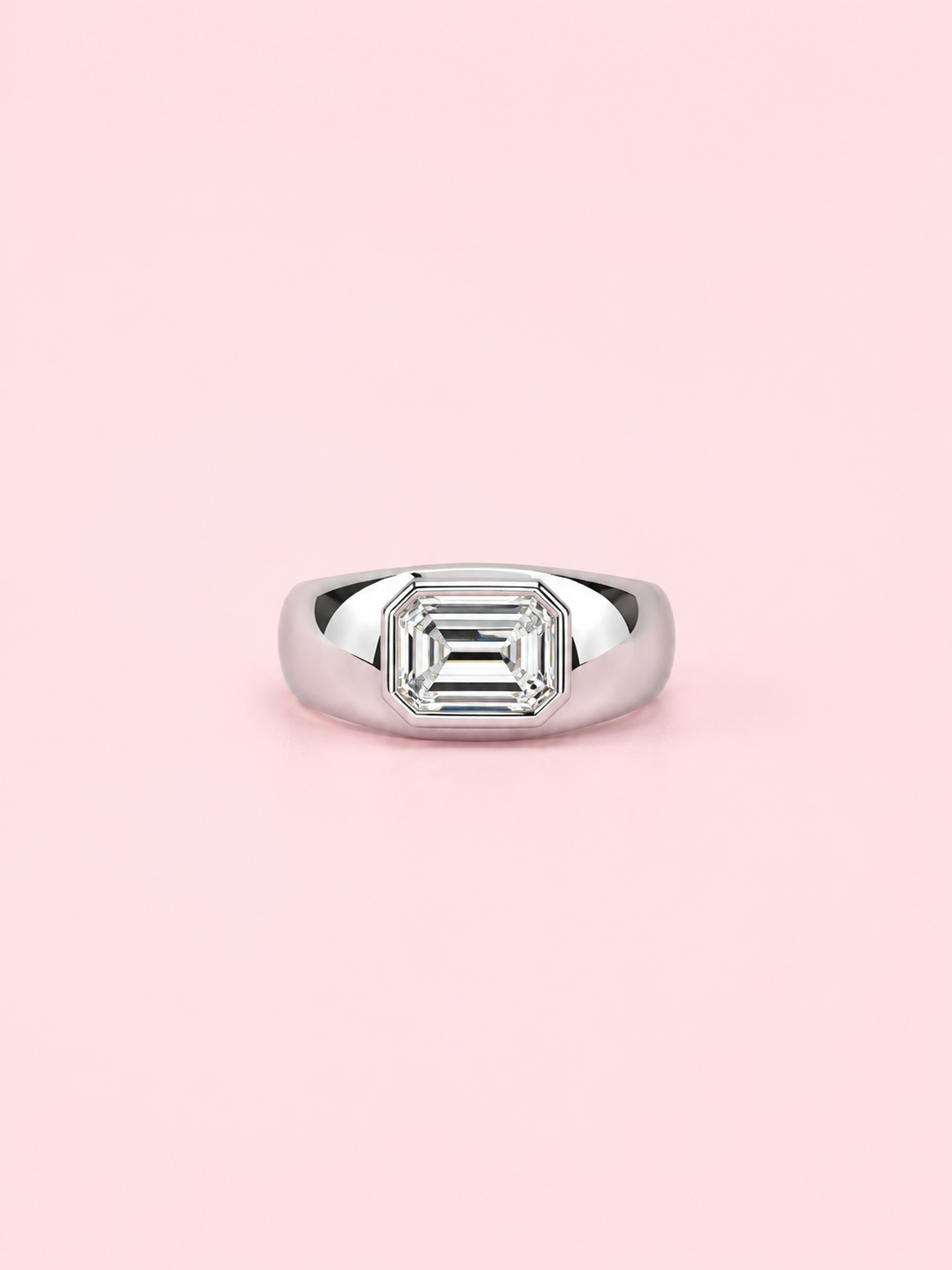 men's engagement ring, chunky engagement ring, bezel set emerald cut diamond, men's diamond ring, thick band engagement ring, statement diamond ring, chunky signet ring diamond, lab grown diamond engagement ring UK, bespoke men's ring Harrogate, platinum men's engagement ring, 18ct gold men's ring, certified lab grown diamond, 1.04ct emerald cut diamond, custom engagement ring Yorkshire, gender neutral engagement ring, lab grown diamond ring near me