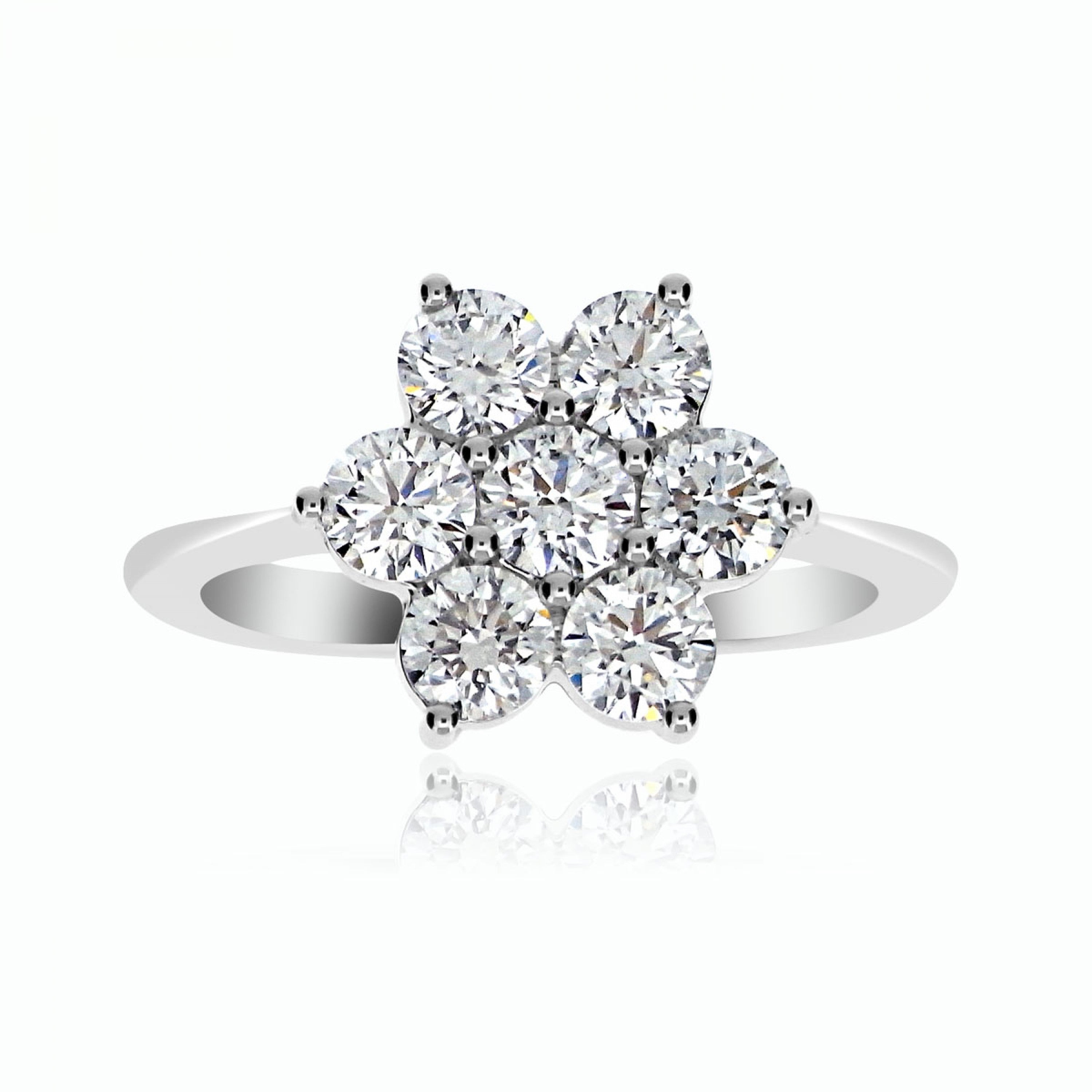 ROUND BRILLIANT CUT DIAMOND CLUSTER ENGAGEMENT RING