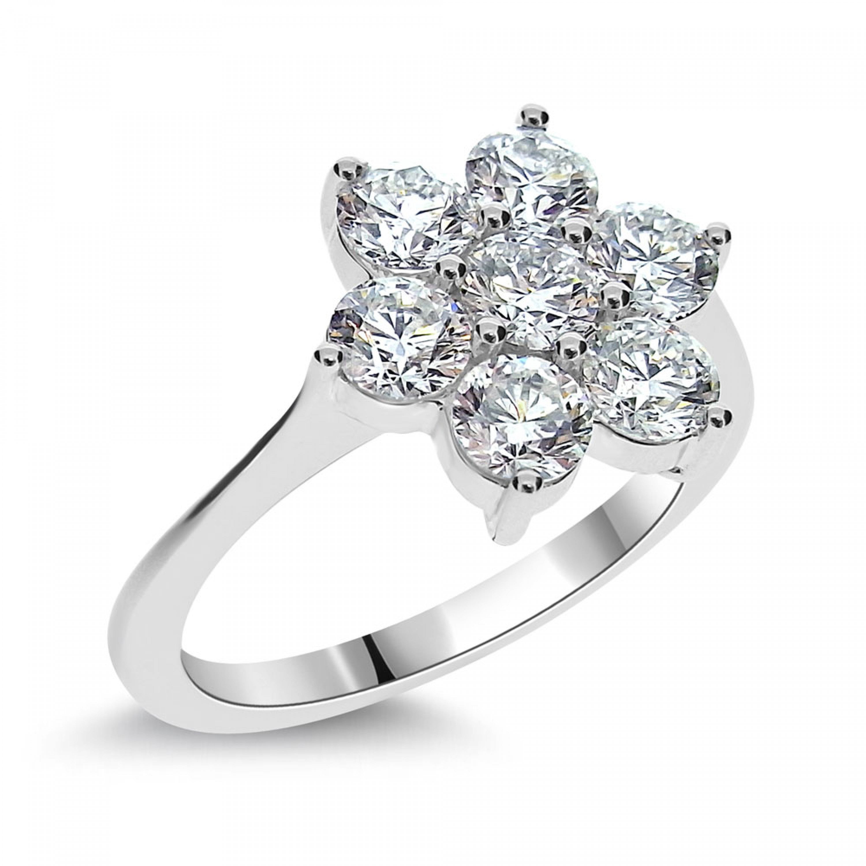 ROUND BRILLIANT CUT DIAMOND CLUSTER ENGAGEMENT RING