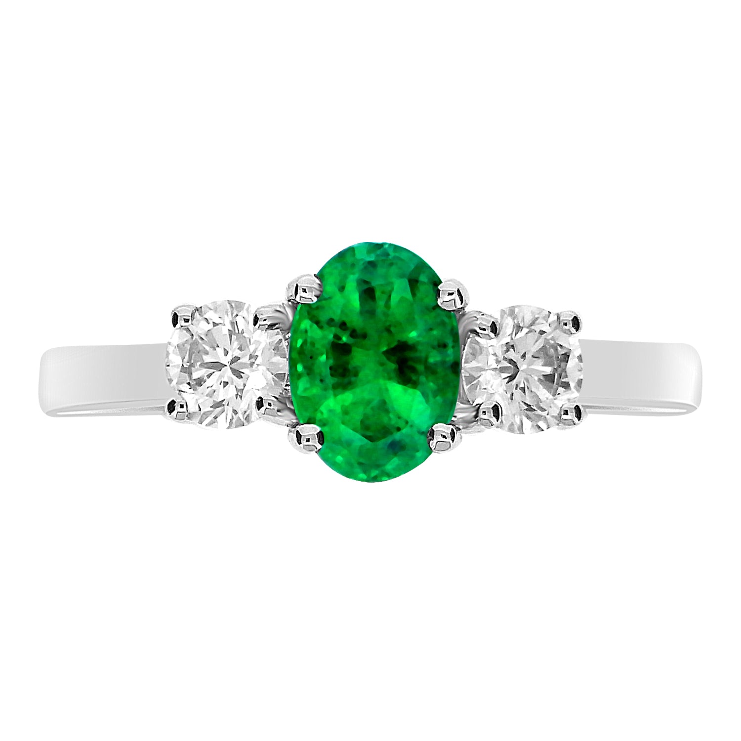 1.17CT OVAL CUT EMERALD AND DIAMOND THREE STONE ENGAGEMENT RING- HARROGATE