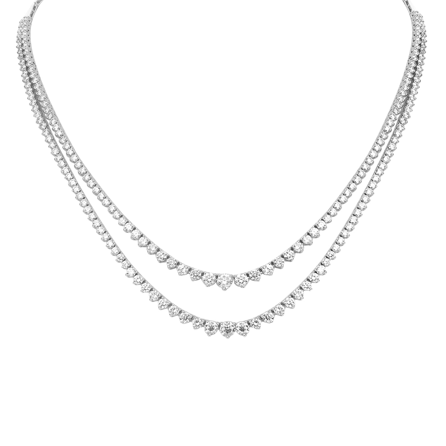 18K WHITE GOLD GRADUATED DIAMOND LINE NECKLACE- HARROGATE