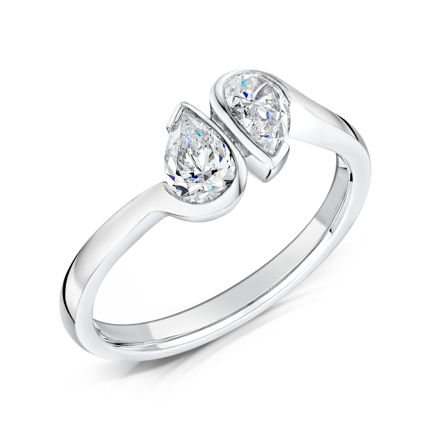 Natural Pear Cut Diamond Bezel Toi et Moi Engagement Ring 0.50ct Diamond Total Fogal and Barnes Fine Jewellers of Harrgate