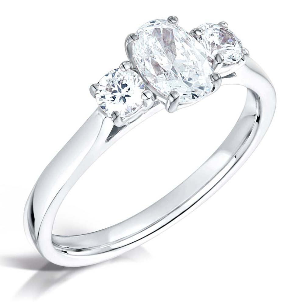 OVAL CUT DIAMOND TRILOGY ENGAGEMENT RING