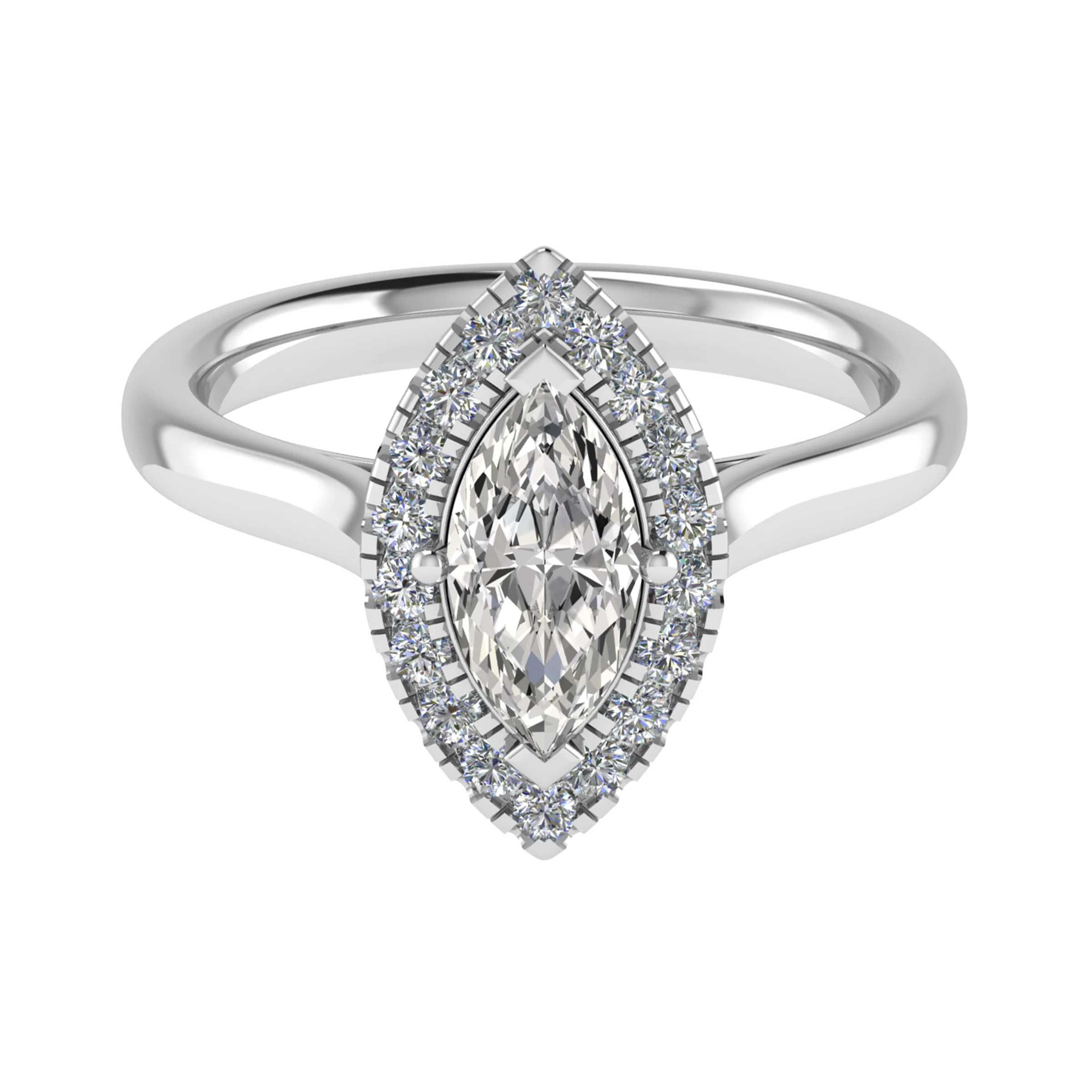 MARQUISE CUT DIAMOND HALO ENGAGEMENT RING