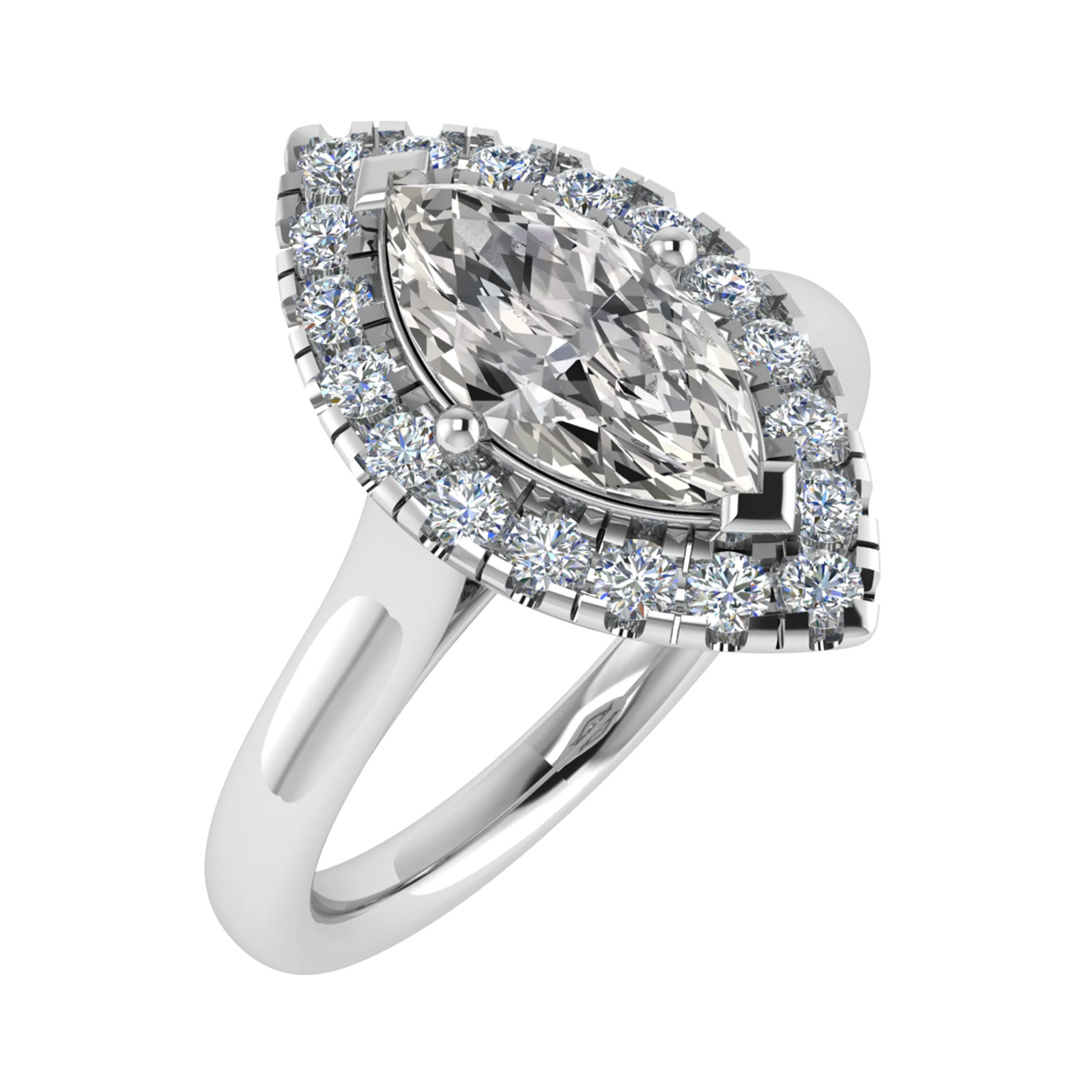 MARQUISE CUT DIAMOND HALO ENGAGEMENT RING