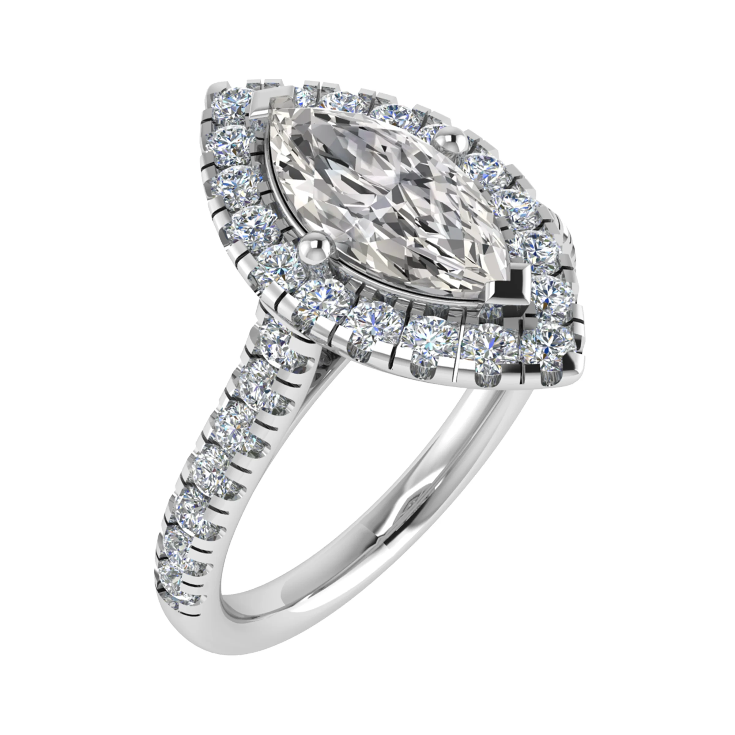 MARQUISE CUT DIAMOND HALO ENGAGEMENT RING