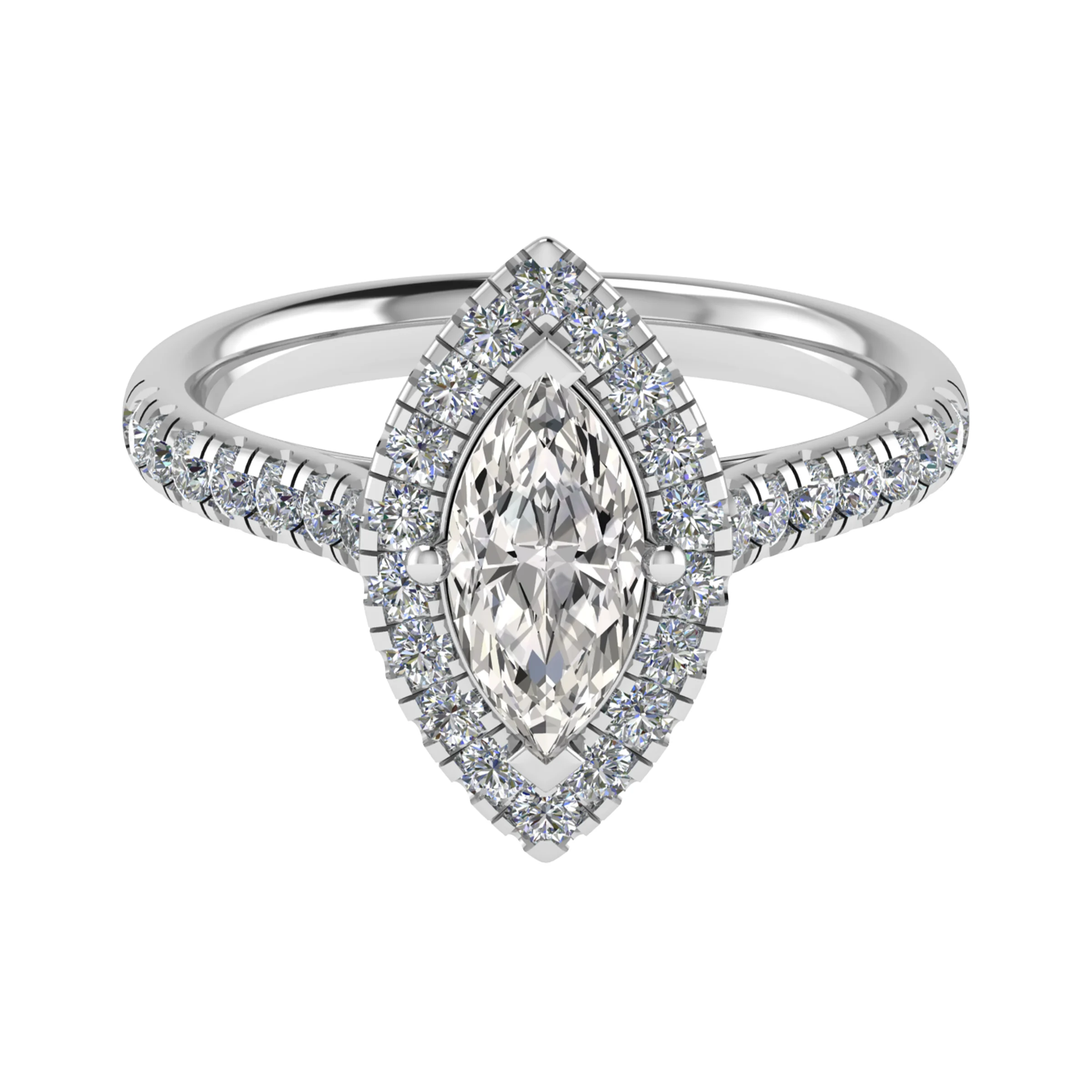 MARQUISE CUT DIAMOND HALO ENGAGEMENT RING