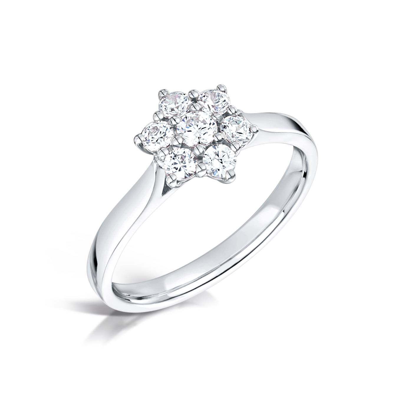 ROUND BRILLIANT DIAMOND FLOWER CLUSTER ENGAGEMENT RING