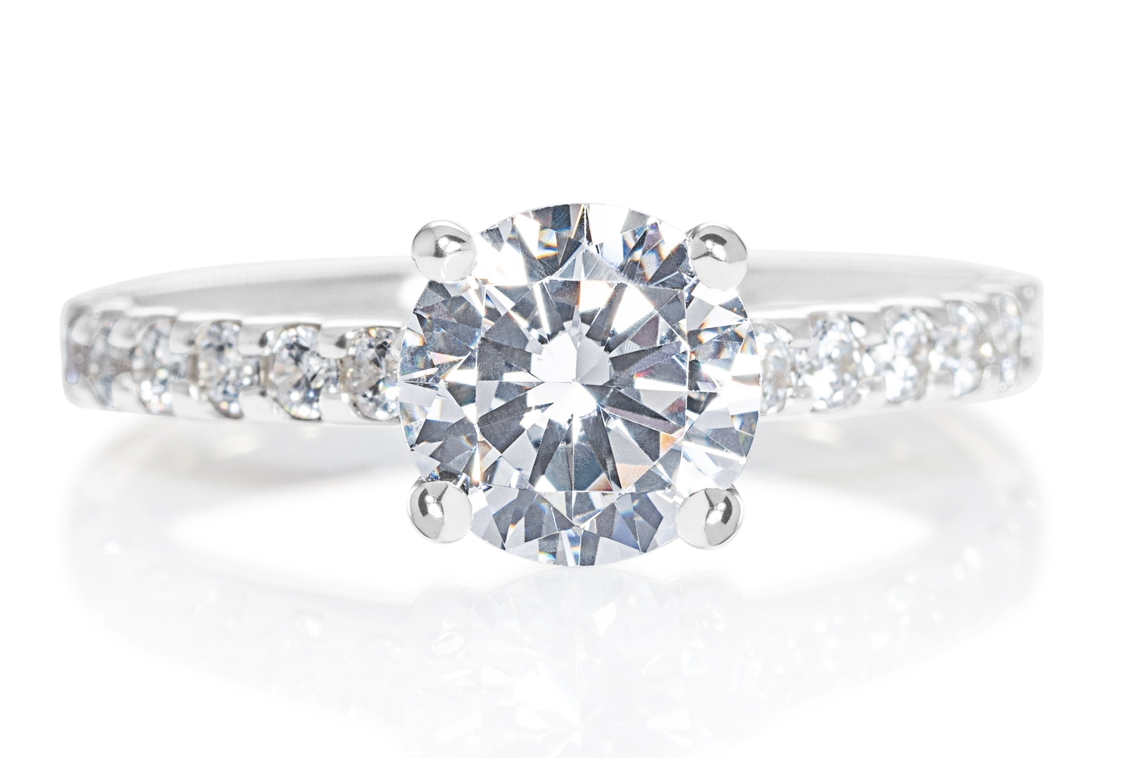 Round Brilliant Diamond Center Solitaire with diamond band engagement ring Harrogate Fogal and Barnes Fine Jewellers