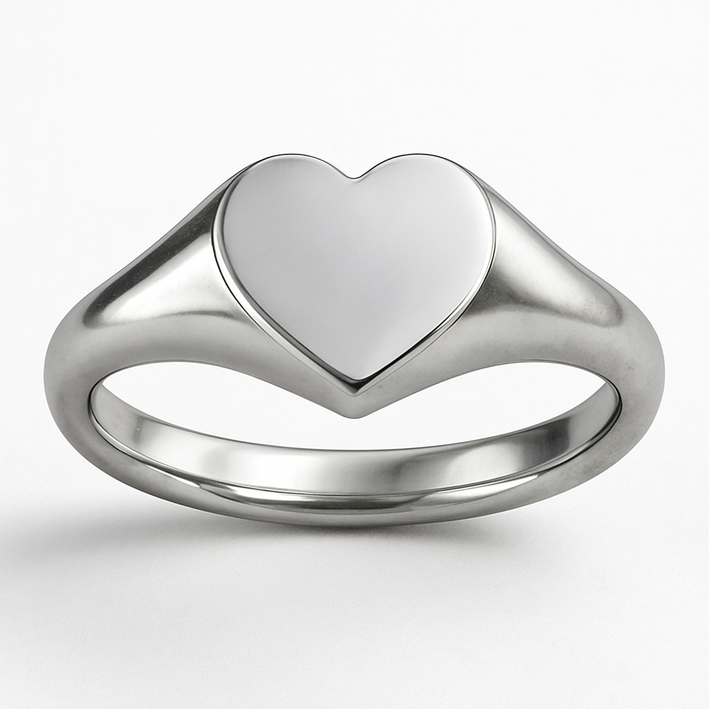 Women heart shapped medium weiht signet ring