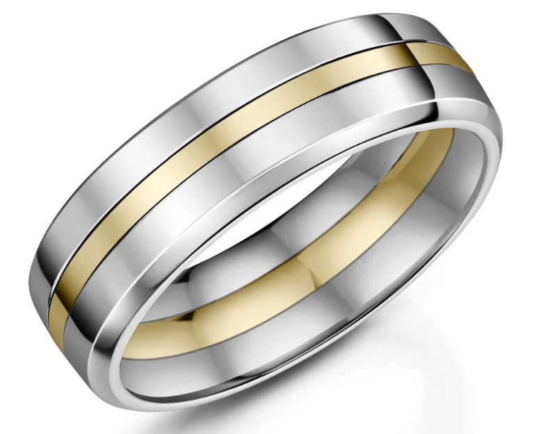 Mens wedding rings natural zirconium and yellow gold Harrogate