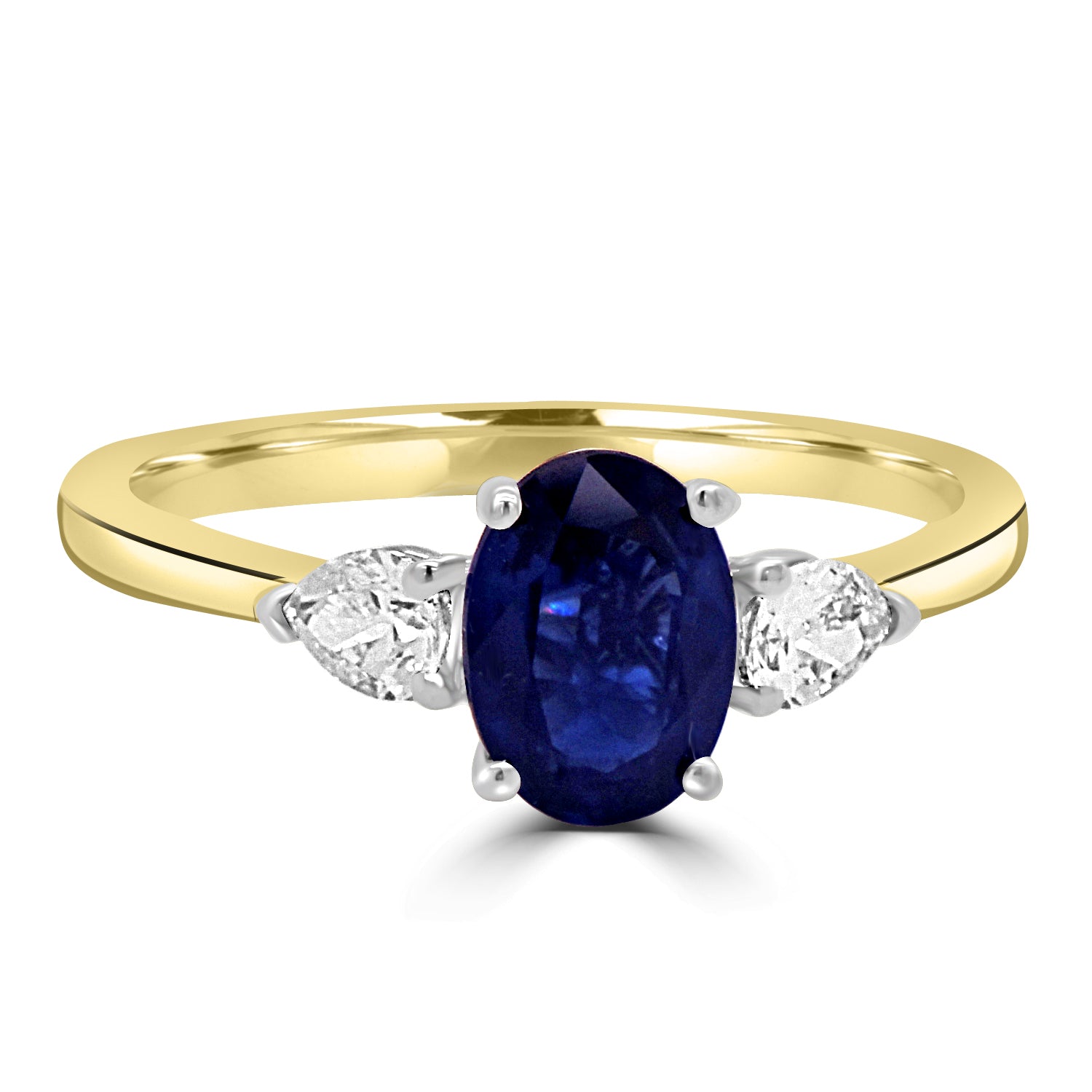 Yellow Band Oval Sapphire Trilogy Diamond Trilogy Engagement Ring Fogal and Barnes Harrogate