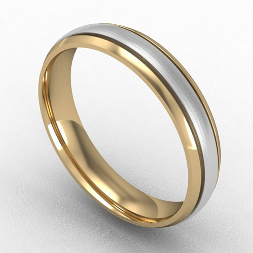 4MM TWO TONE WHITE GOLD INSERT WEDDING RING