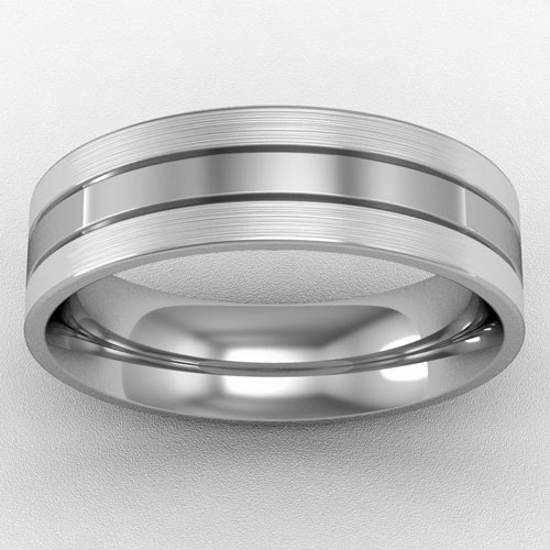 6MM SATIN BRUSHED STRIPE WEDDING RING