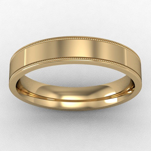 4MM FLAT COURT MILL GRAIN EDGE WEDDING RING