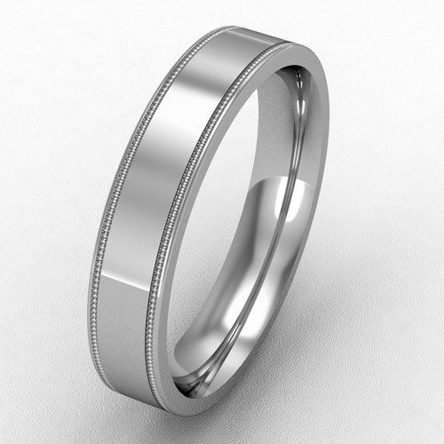 4MM FLAT COURT MILL GRAIN EDGE WEDDING RING