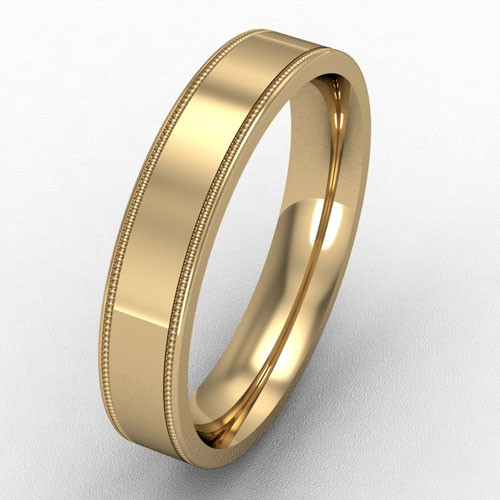 4MM FLAT COURT MILL GRAIN EDGE WEDDING RING