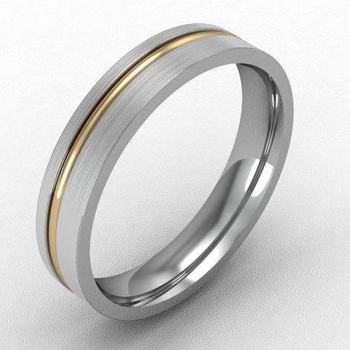 4MM TWO TONE YELLOW GOLD INSERT WEDDING RING