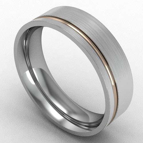 6MM TWO TONE ROSE GOLD INSERT WEDDING RING