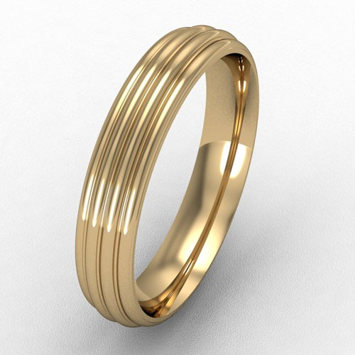 4MM GOLD COURT RIBBED WEDDING RING