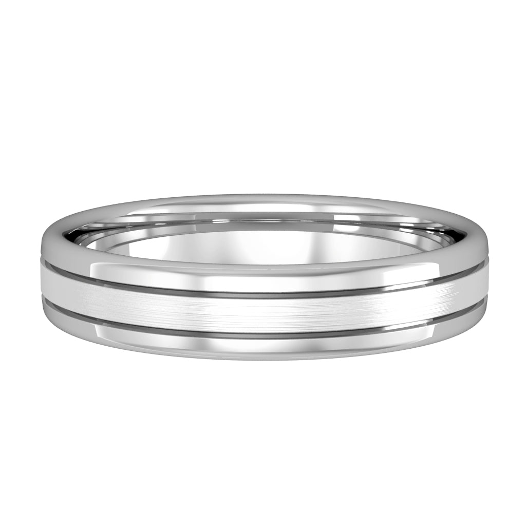 4MM SATIN BRUSHED STRIPE WEDDING RING