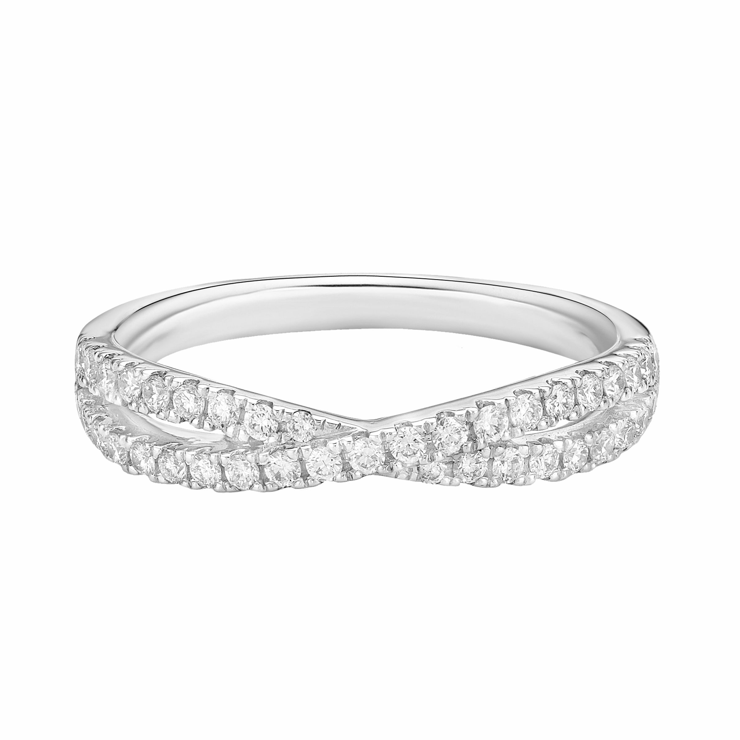 TWIST CROSSOVER MICRO CLAW SET DIAMOND WEDDING ETERNITY RING