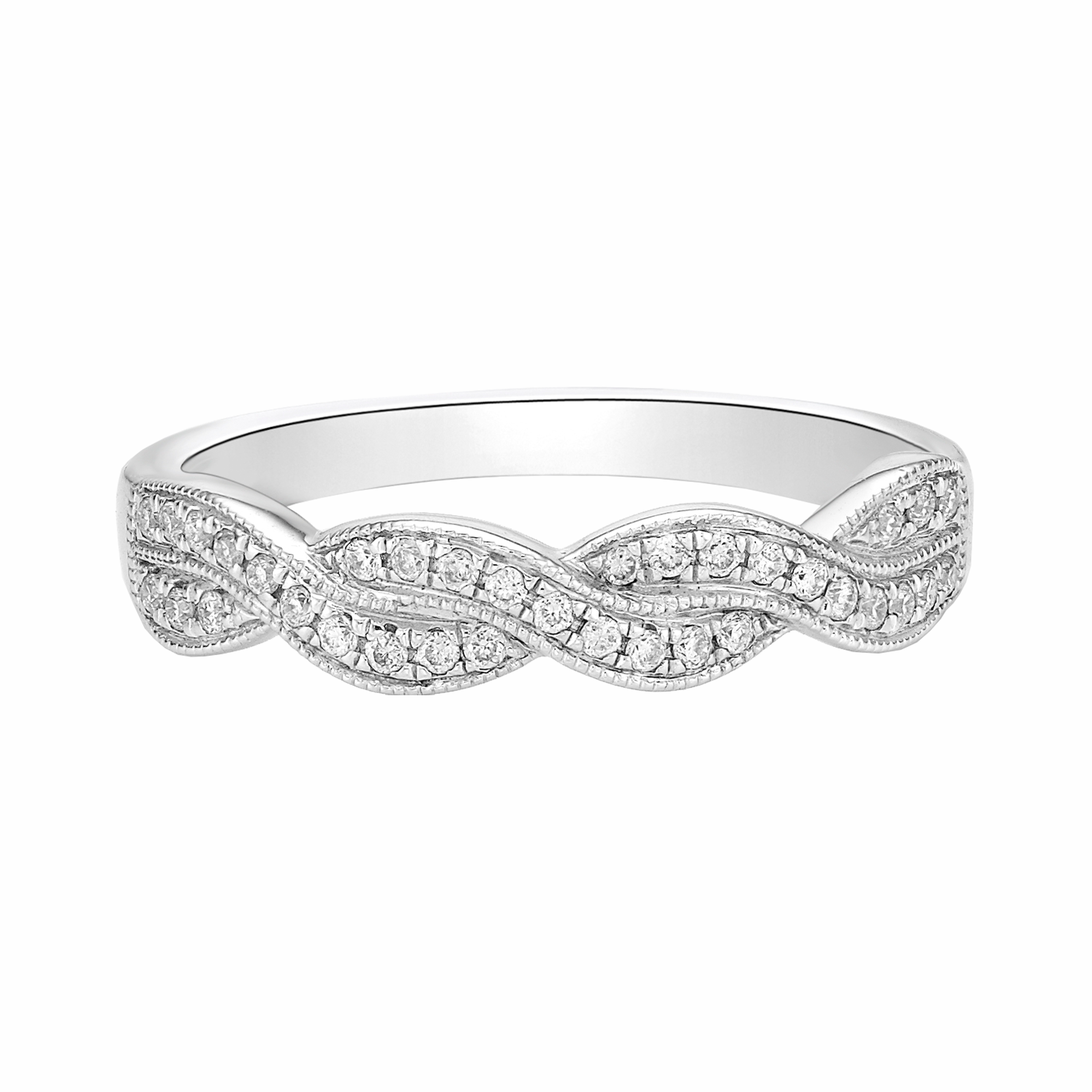 TWIST GRAIN SET DIAMOND ETERNITY WEDDING RING WITH MILLEGRAIN EDGE