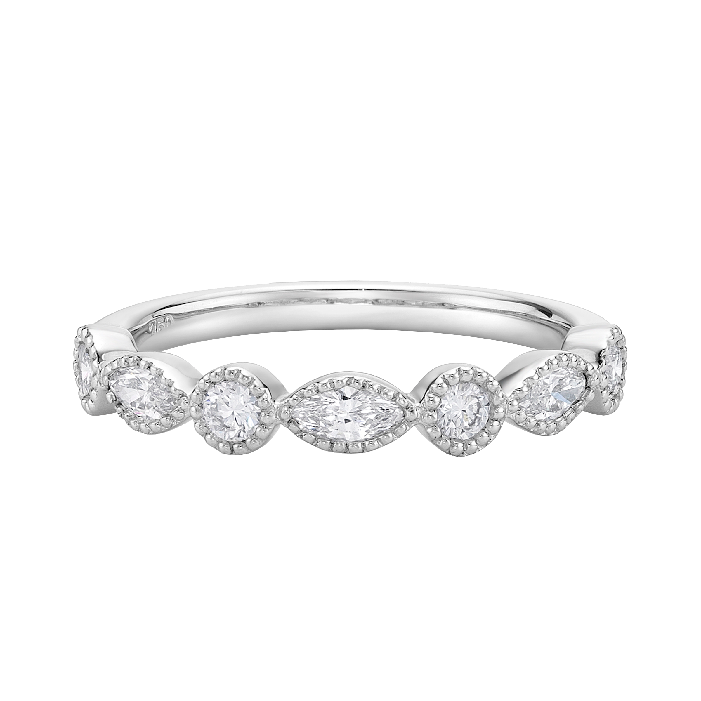 VINTAGE INSPIRED MIXED CUT DIAMOND WEDDING ETERNITY RING