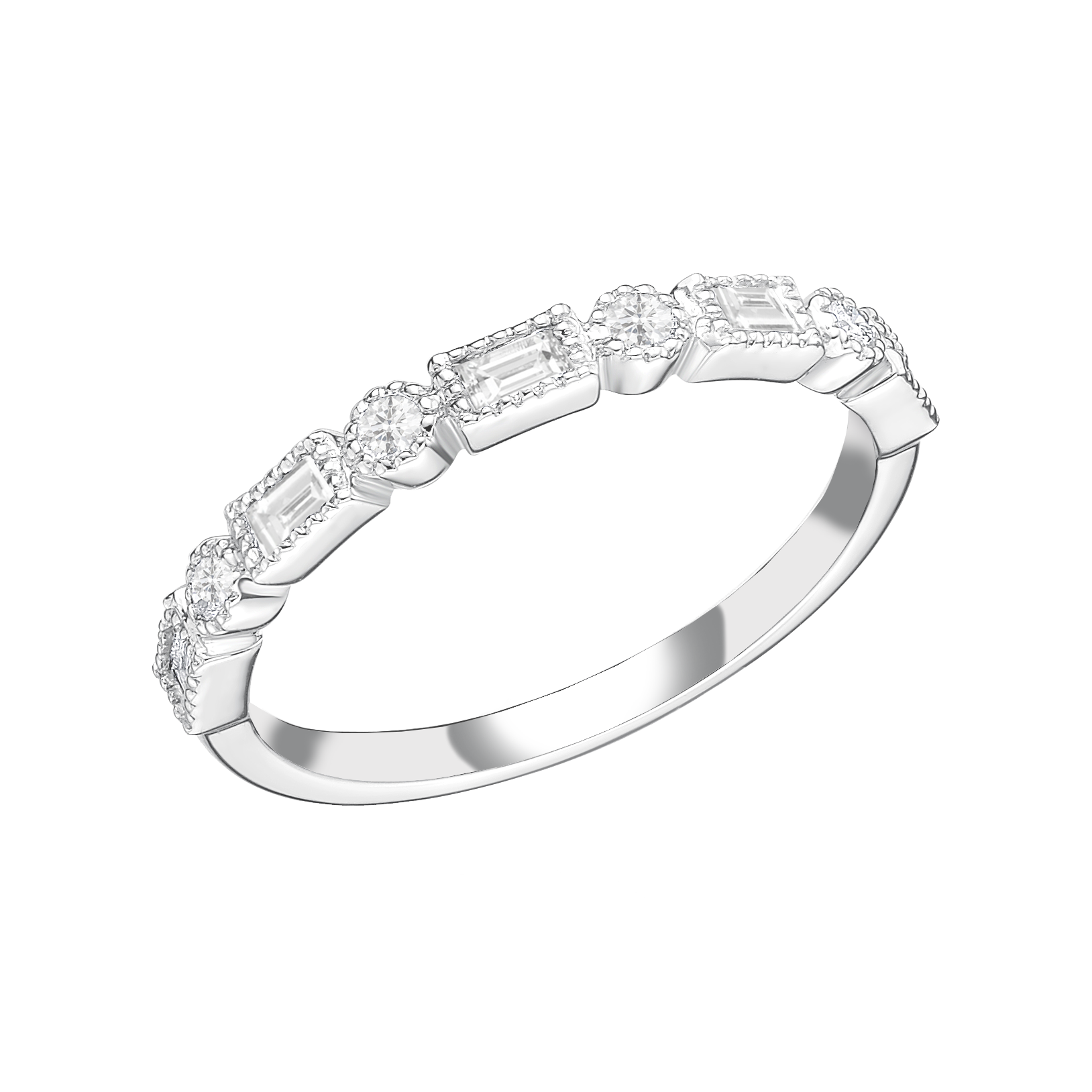 VINTAGE INSPIRED MIXED CUT DIAMOND WEDDING ETERNITY RING