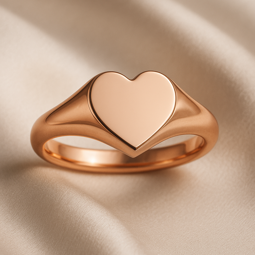 Medium Heart Shaped 10mm x 10mm Women's Signet Ring