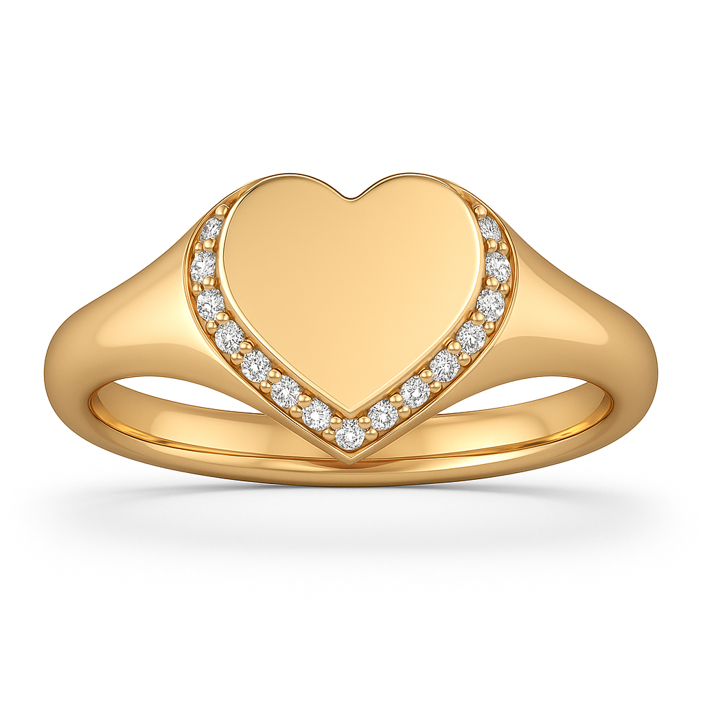 Diamond Heart Shaped 8mm x 8mm Women's Signet Ring