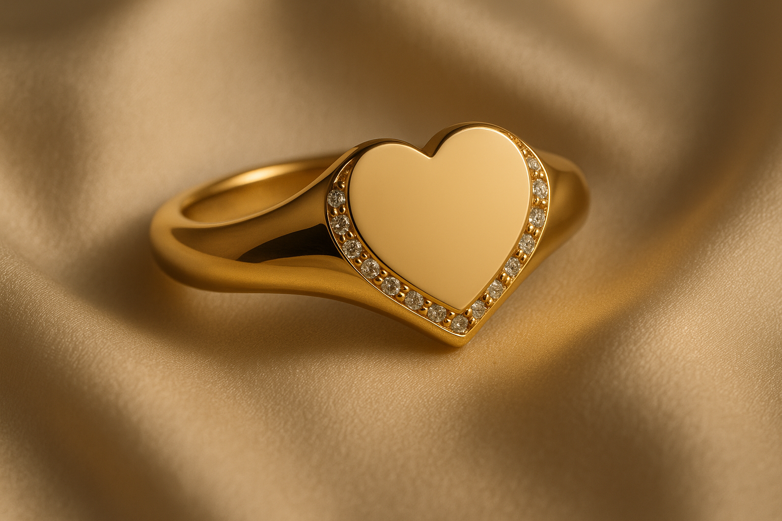Diamond Heart Shaped 8mm x 8mm Women's Signet Ring