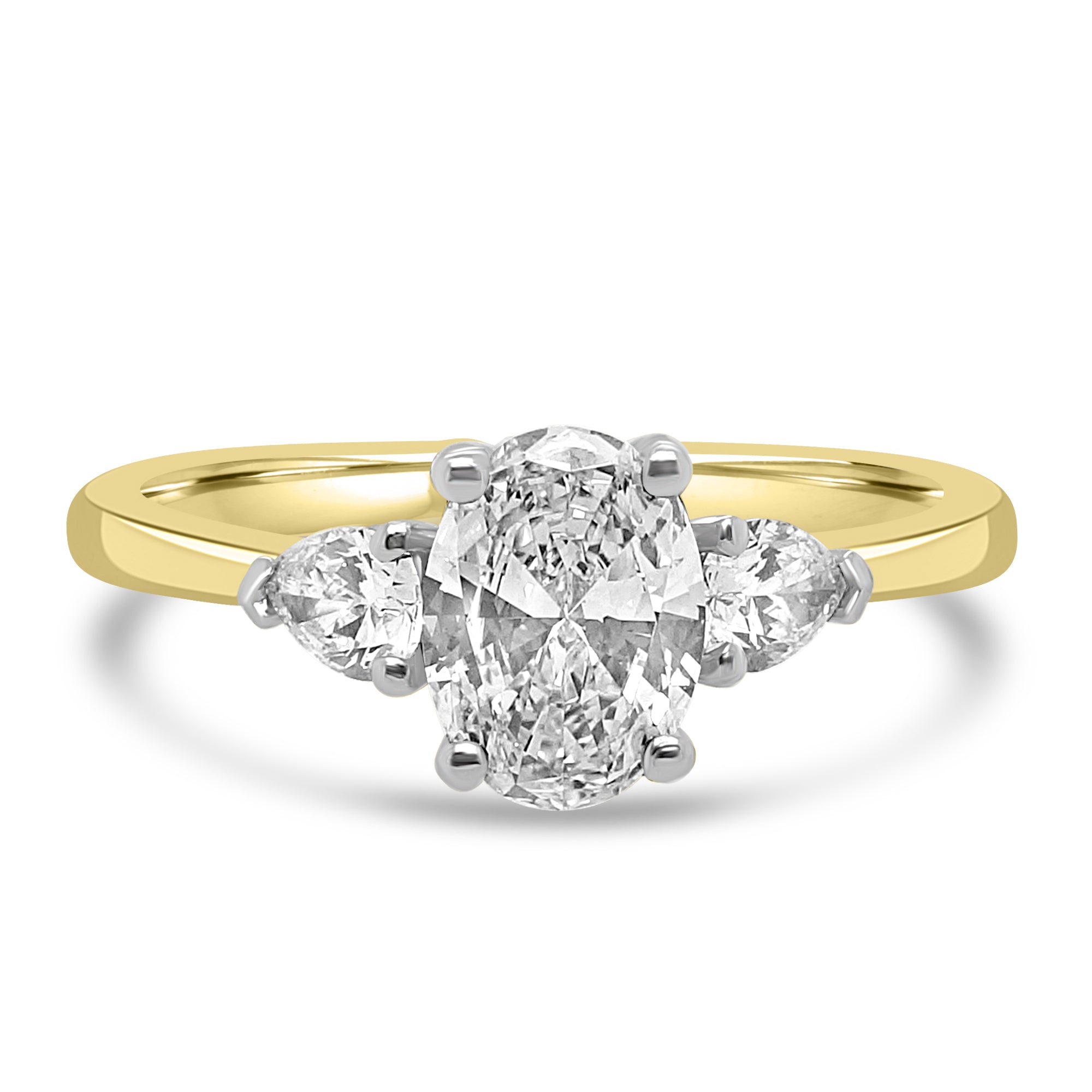 OVAL CUT DIAMOND TRILOGY ENGAGEMENT RING