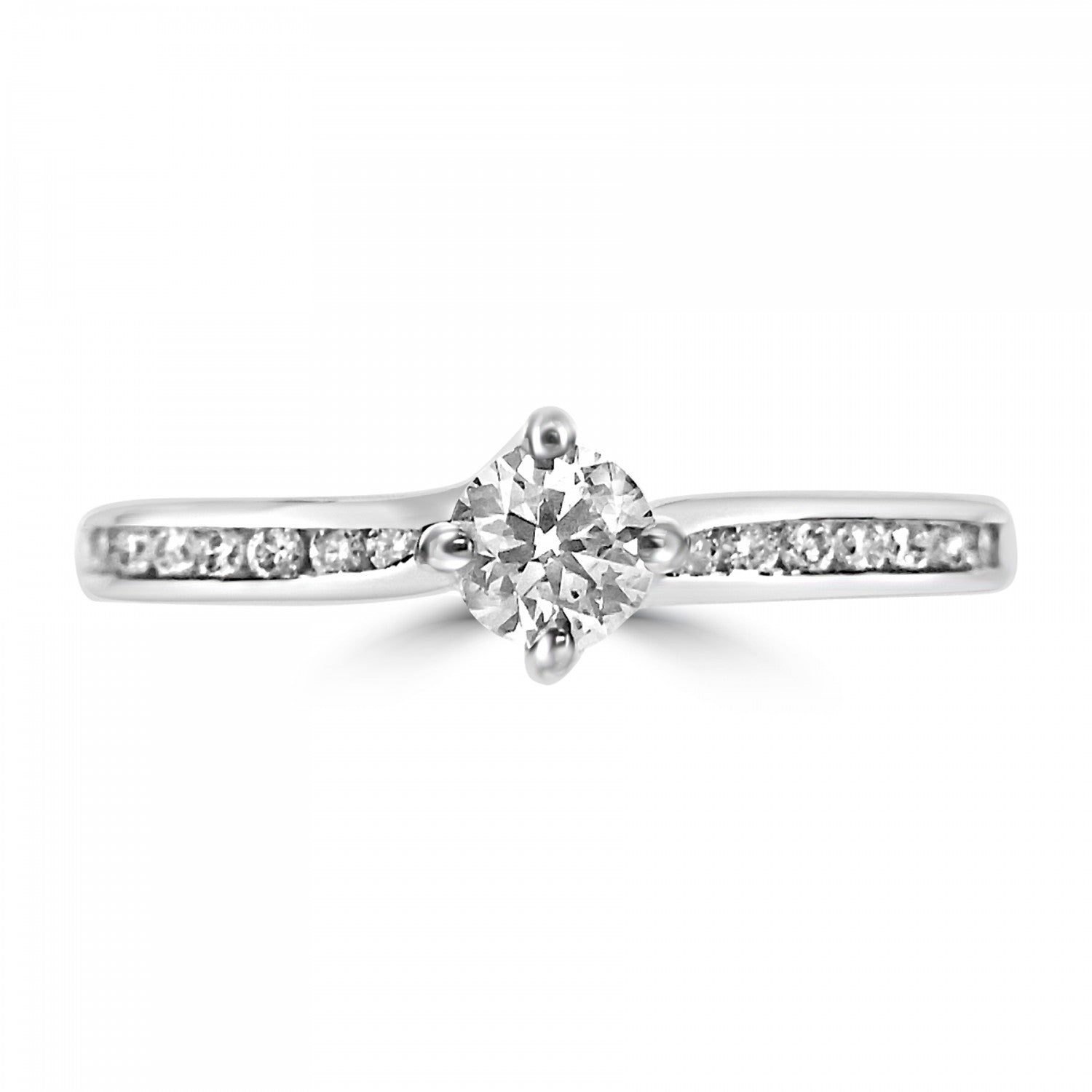 Round Brilliant Diamond Cut Twisted Diamond Shoulder Engagement Ring Harrogate Fogal and Barnes
