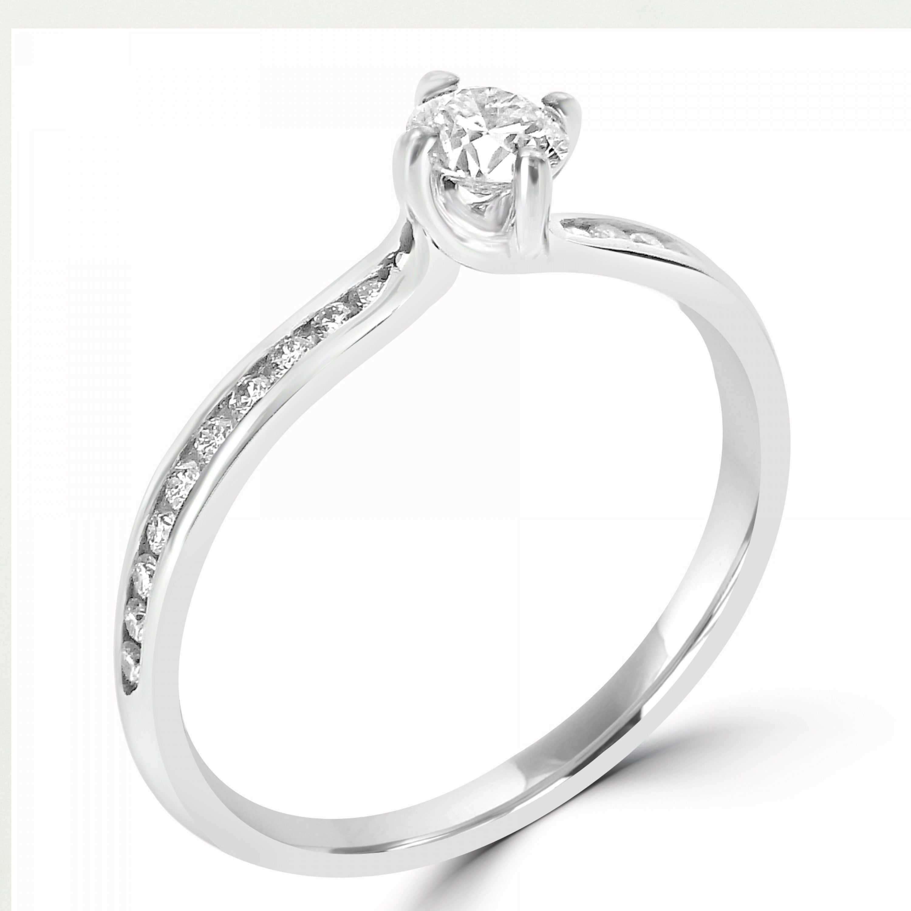 Round Brilliant Diamond Cut Twisted Diamond Shoulder Engagement Ring Harrogate Fogal and Barnes