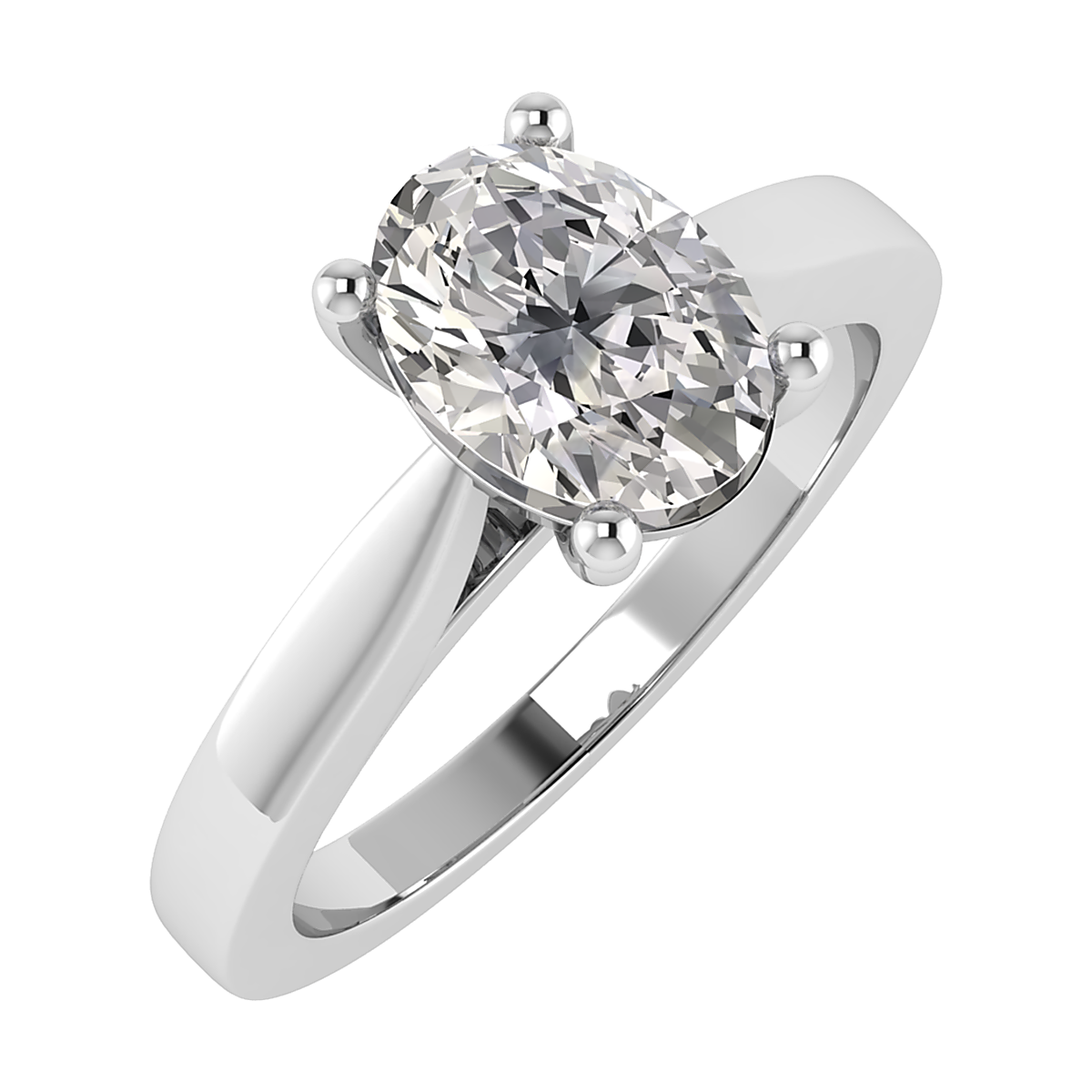 Oval solitaire lab-grown diamond engagement ring, IGI-certified D VS2, available in 9ct, 18ct, or platinum mount – Fogal & Barnes Fine Jewellers Harrogate.