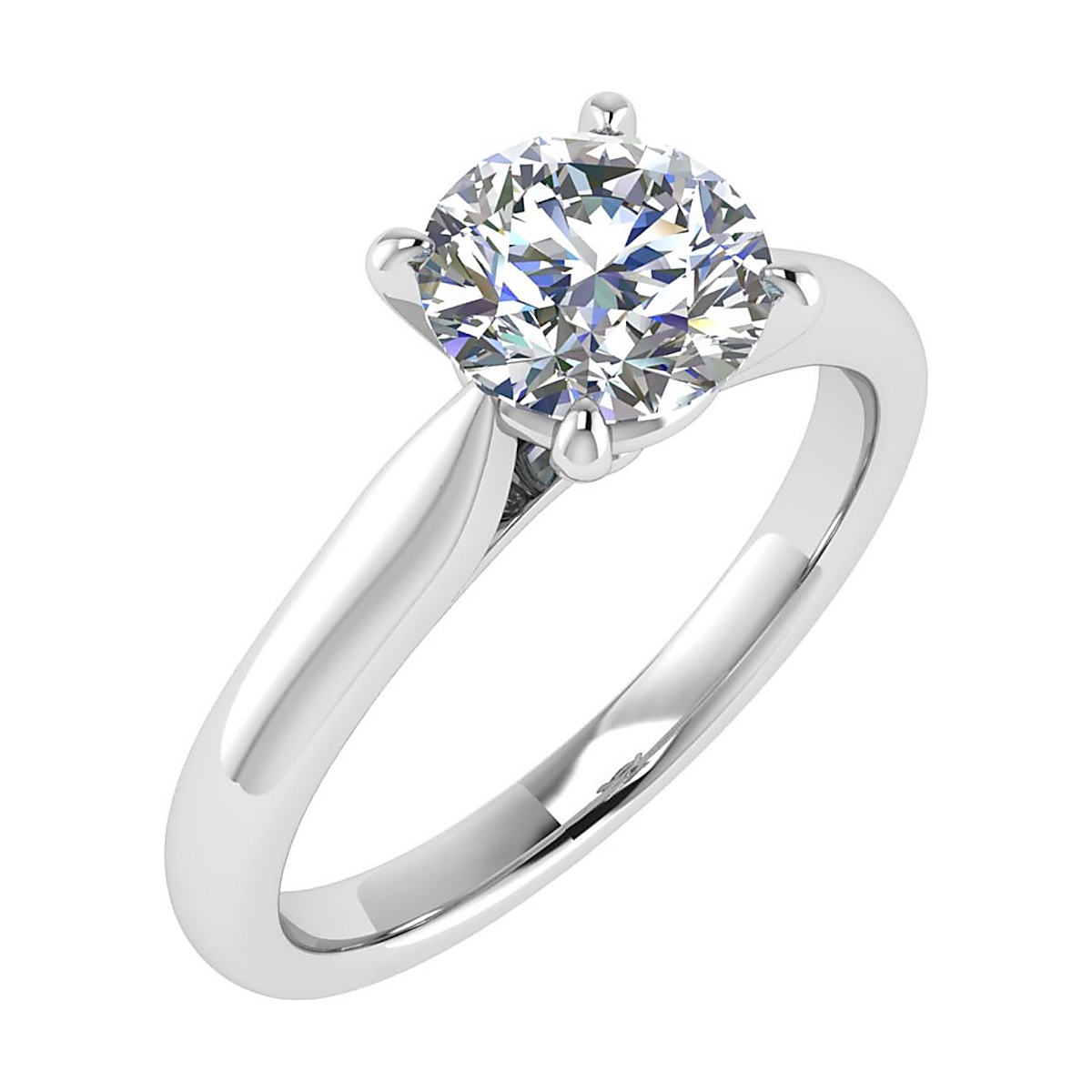 Round brilliant lab-grown diamond engagement ring, IGI-certified D VS2, available in 9ct, 18ct, or platinum mount – Fogal & Barnes Fine Jewellers Harrogate.