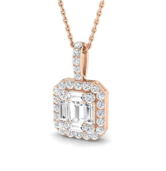 ELEGANT BAGUETTE DIAMOND PENDANT NECKLACE